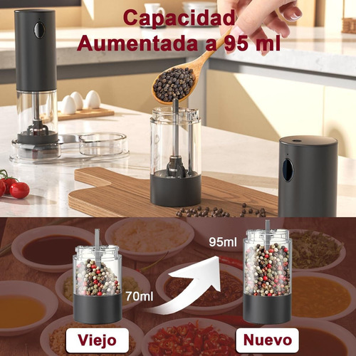 Molinillo De Pimienta Y Sal Eléctrico Grosor Ajustable,