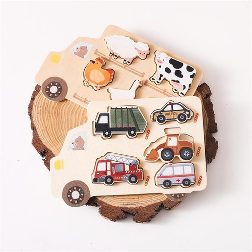 Rompecabezas De Madera Montessori Para Niños, Coches
