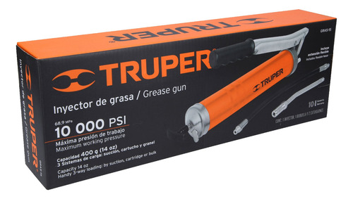 Inyectora De Grasa 14 Oz, 10000 Psi Con Grip, Truper 14861