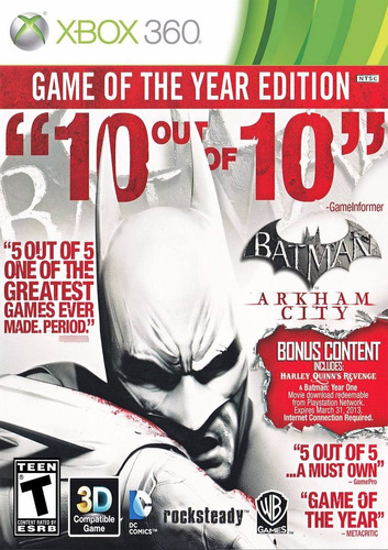 Xbox 360 - Batman Arkham City Goty - Juego Físico Original U