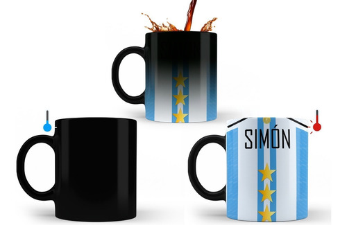 Taza Mágica Argentina 3 Estrellas Con Nombre Personalizada