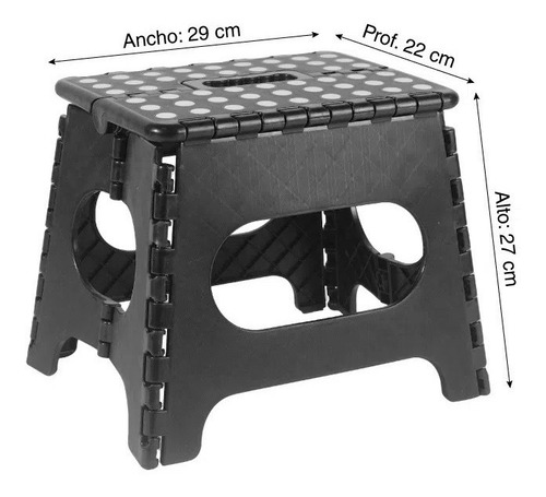 Imagen 2 de 5 de Banco Plegable 27cm Mediano Negro