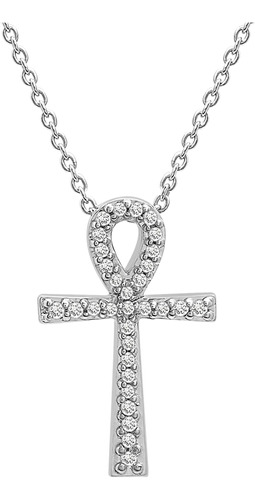 Collar Con Colgante De Cruz Ankh De Plata De Ley Con Amor Et