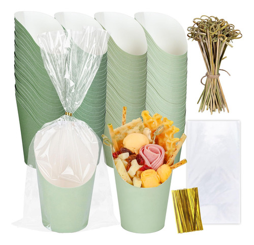 Whaline 60 Tazas De Charcutería Verde Salvia Con Palos De .