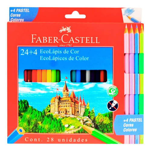 Set 28 Ecolapices De Colores Faber Castell Inc Tonos Pastel