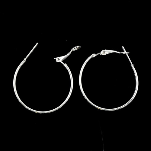 Ganchos De Alambre Para El Oído Círculo Redondo 30mm Plata