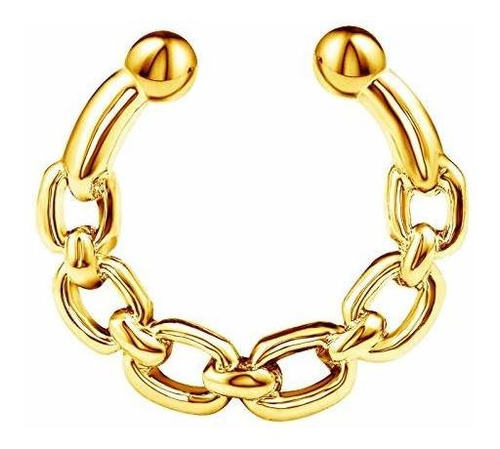 Aros - 316l Stainless Steel Illusion Fake Septum Ring Chain 