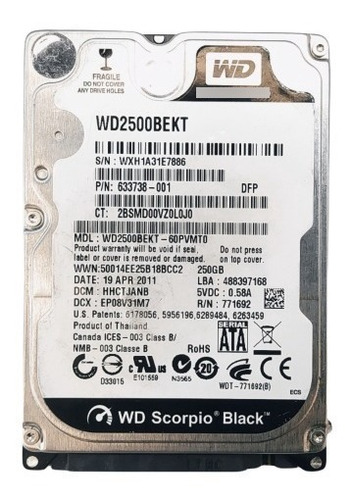 Imagen 2 de 6 de Combo De 5 Discos Duros + 250gb + Westerndigital + Wd2500bec