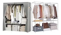 Comprar Closet Armable Plegable Armario De Tela Ligero Lagom 125*45*168cm Estante De Ropa Organizador Para Almacenar Perchero Moderno Marco De Acero Fuerte Y Resistente Gran Capacidad Fácil De Instalar Gris