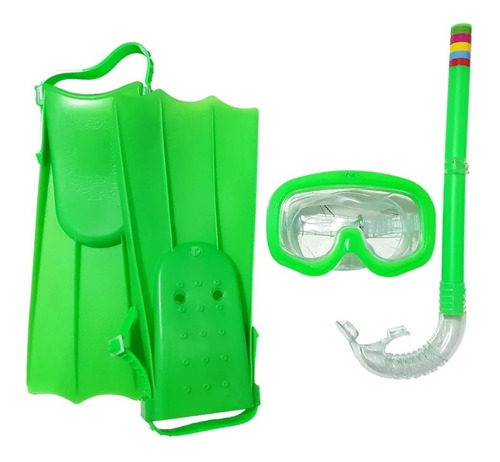 Kit Buceo Niños Snorkeling Mascara + Snorkel + Aletas Buceo