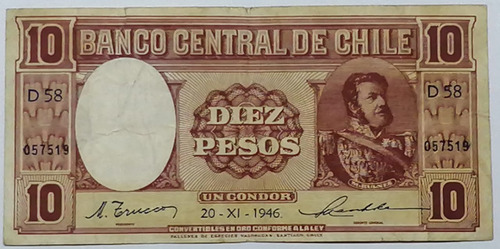 Billete 10 Pesos 20-xi-1946 Tev-d58-057519 - Trucco-maschke