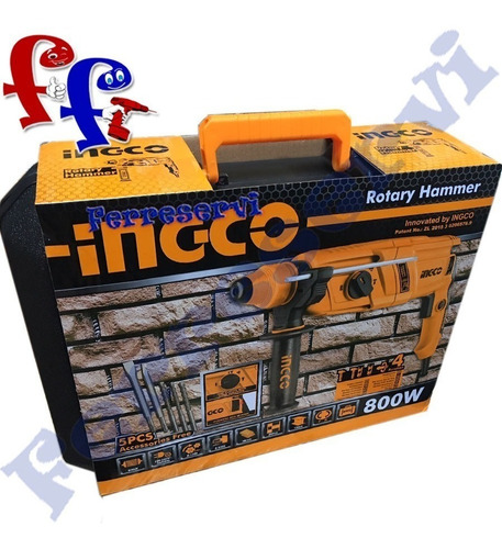 Imagen 3 de 8 de Rotomartillo Taladro Ingco Rgh9018 800w 0-1200rpm 2.5 Joule