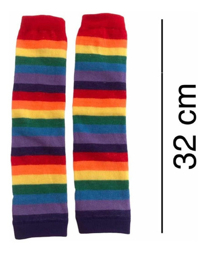 Arcoiris . Guantes Tejidos Sin Dedos Al Codo Arcoíris