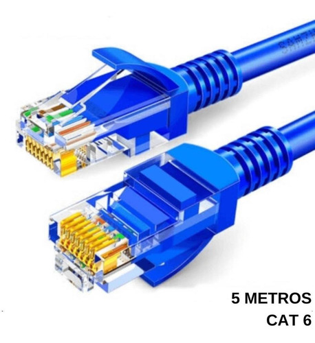 Cabo De Rede Cat6 5 Metros Ethernet Lan Giga 10/1000