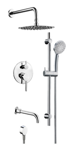 Juego De Baño Redondo Regadera Teléfono Salida De Tina Cromo
