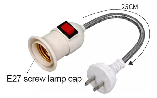 Socket Interruptor Enchufe Portalampara Cable Flexible 28cm