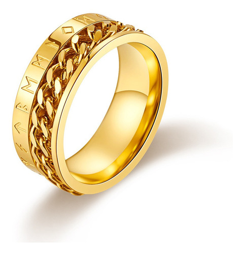 Anillo De Moda Giratorio Chapado En Oro Vikingo De Acero De