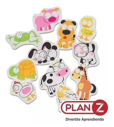 Imagen 2 de 5 de Figuras Goma Eva Animales De La Granja En El Agua Plan Z
