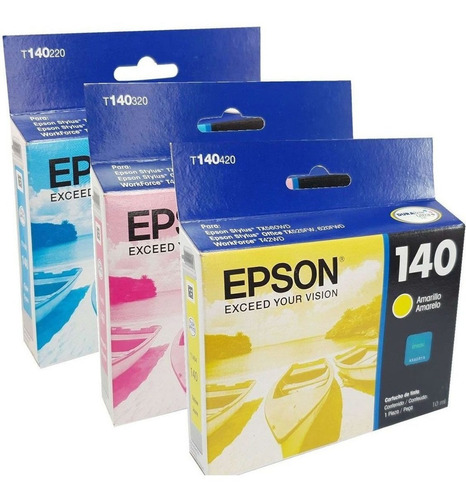 Kit 3 Cartucho Coloridos Epson T140 Para Tx560wd T42wd Tx620