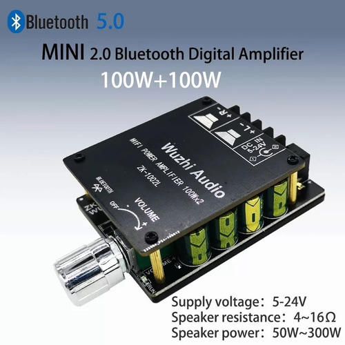 Mini Amplificador  Hi-fi Estéreo  100wx2 Con Bluetooth V5.0 
