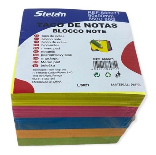 Taco Notas Post It Hojas Colores Cuadrado