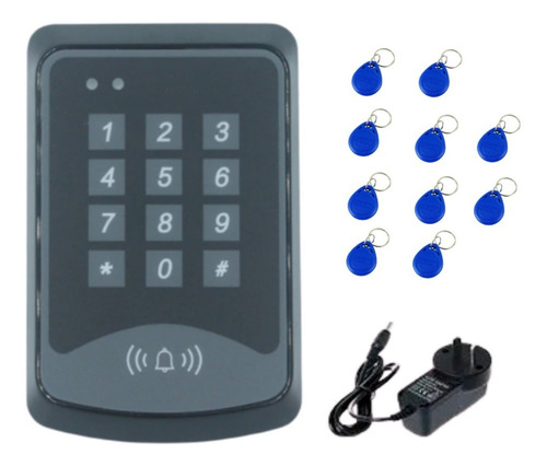 Imagen 1 de 8 de Kit Control De Acceso Lector Y Teclado + 10 Llaveros Tags
