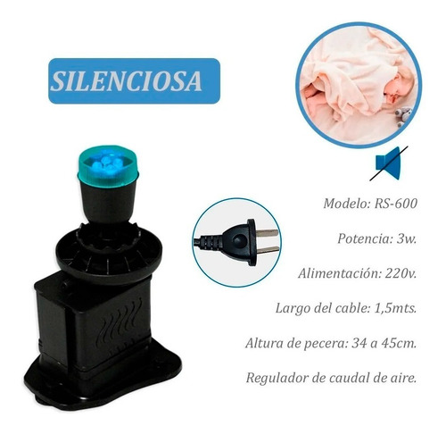 Imagen 8 de 10 de Aireador Sumergible Pecera Acuario Luz Bomba Agua Rs 600la