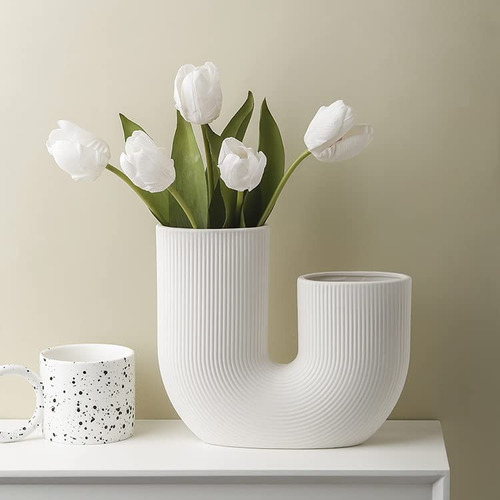 Blanco Forma U Para Flor Minimalista Ceramica Moderno