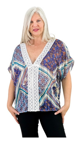 Blusa De Vestir Fiesta Manga Corta Escote V Gasa Mujer 