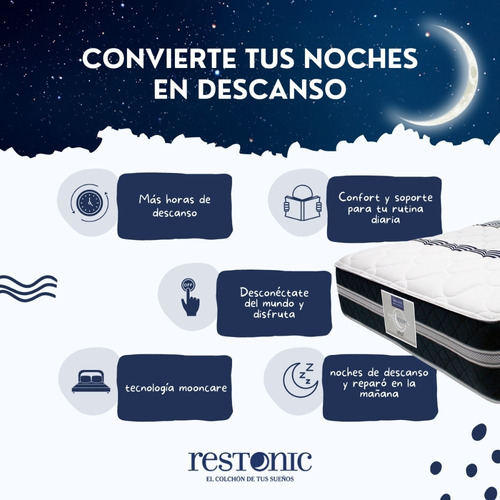 Colchón Restonic Queen Size Ortopedico +2 Almohadas +sabanas