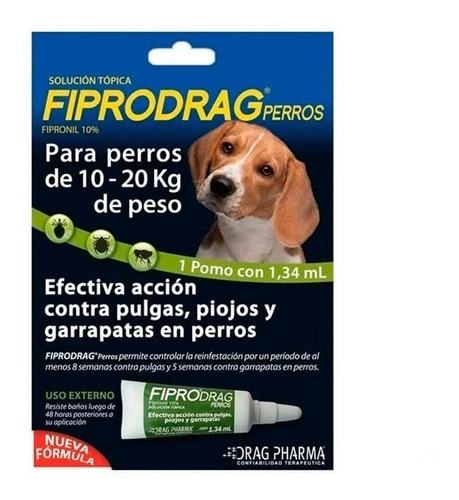 Pipeta Fiprodrag Perros De 10 A 20 Kg Anti Pulgas Garrapatas