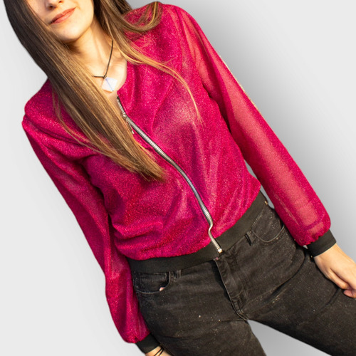 Chaqueta Bomber Fucsia Semitransparente Tiranía