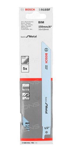 Hojas De Sierra Sable Basic For Metal S918bf X5 Bosch