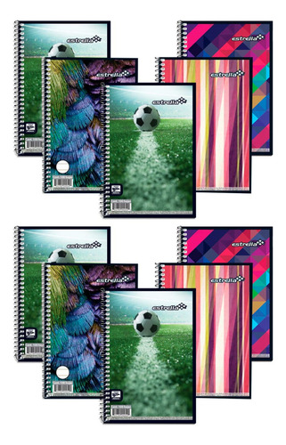 Kit 104 Libretas Estrella Espiral 1/8 Raya 100 Hojas Color