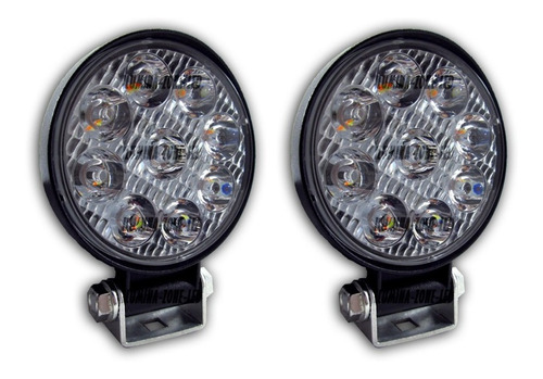 Par Faros 9 Led Ambar Blanco Slim Auto Moto 27w Fijo Estrobo