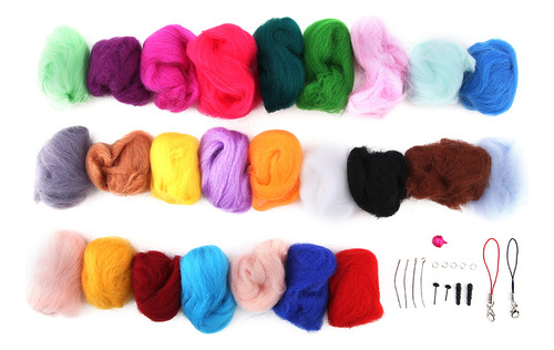 Felting Materials, Kit De Lana Para Roving, 25 Colores, Para