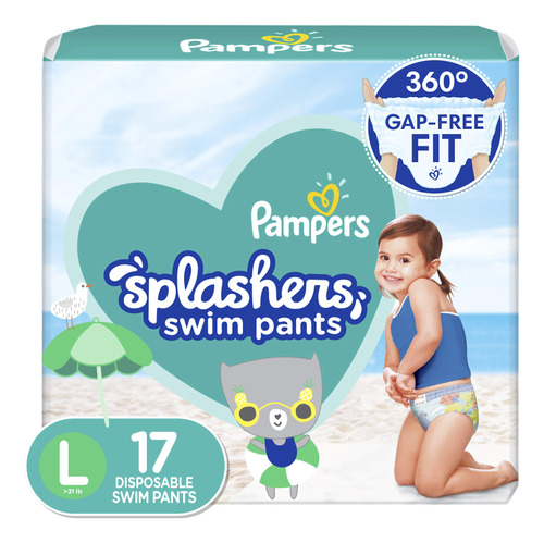 Pampers Splashers - Panales De Natacion, Talla L, 17 Unidade