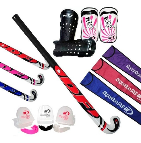 Set De Hockey Full!! Palo + Bucal + Funda + Canilleras 10%of