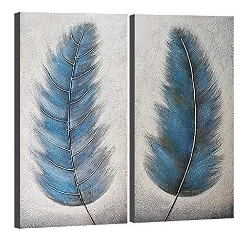 Arte Wieco Plumas Azules Pinturas Abstractas Murales F61hv