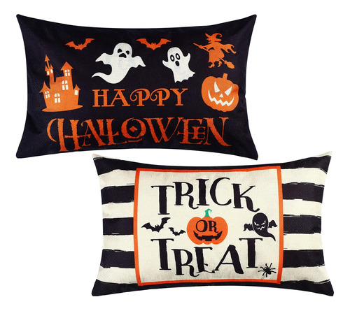 2 Fundas De Almohada De Halloween De 20.0 X 12.0 In, Funda D