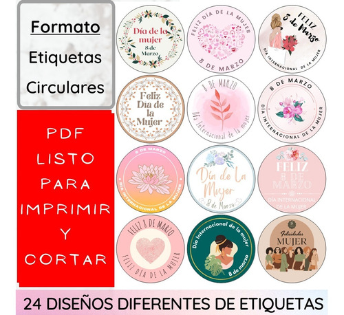 Imagen 3 de 4 de Descarga Pdf N2 Imprimible Dia De La Mujer 24 Tarjetas Color