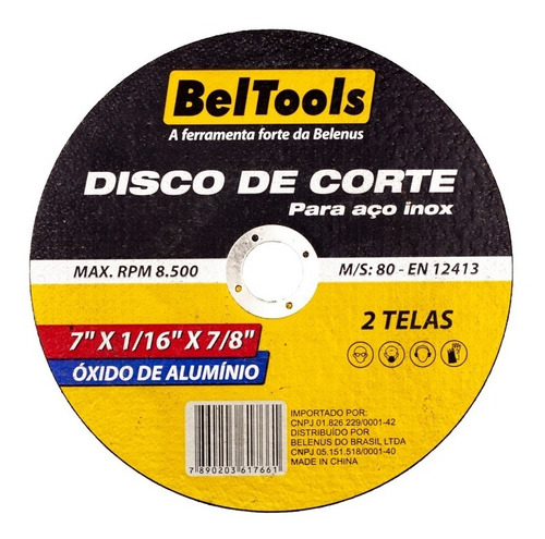 Disco De Corte Aço Inox 7x7/8 Beltools 10 Unidades