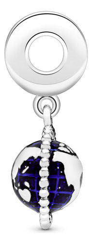 Dije Charm De Plata S925 Compatible Viajes Calidad Premium Mundo Giratorio