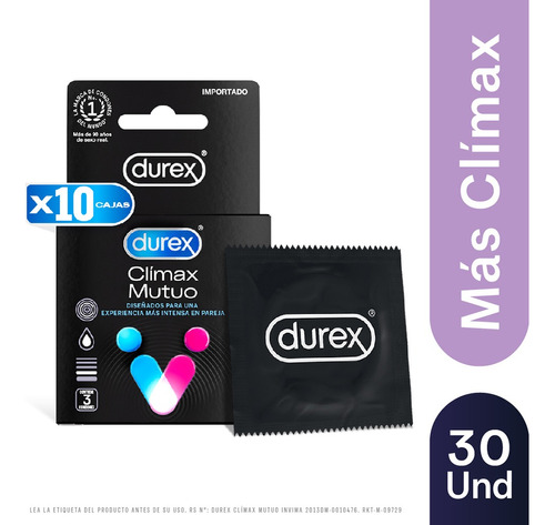 Condones Durex Climax Mutuo X 30 U - Unidad a $6572