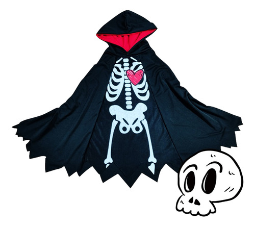 Capa Fantasia Halloween Menino Esqueleto Tam P Ao Gg