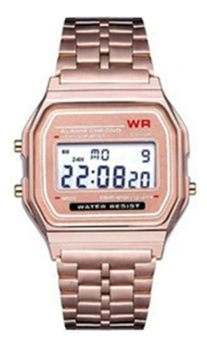 Reloj Retro Oro Rosa Para Mujer Digital