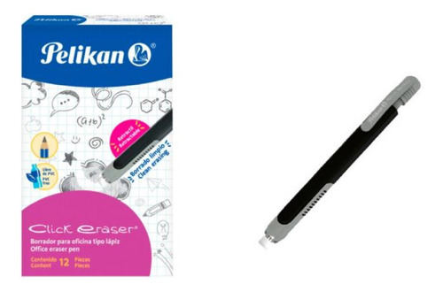 12 Goma Borrador Tipo Lápiz Click Eraser Oficina Pelikan