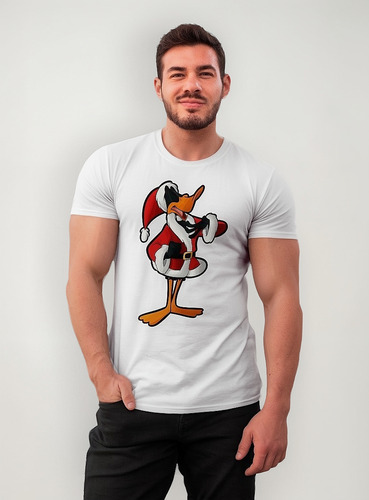 Playera P/caballero De Navidad Pato Lucas Abrigo D Santa Nvd