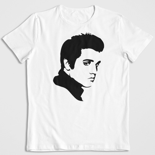 Polera Blanca Algodon Estampada Dtf Elvis Presley Icono Art