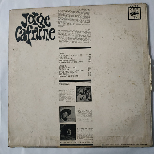 Música Disco Vinilo, José Cafrune 11 Temas Pueblo Del Cerro (Usado)